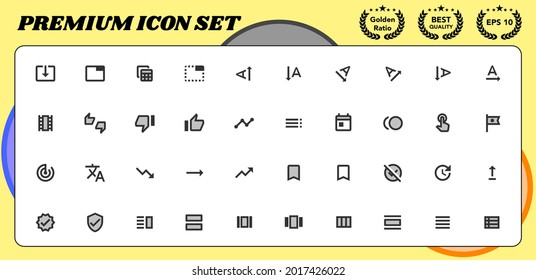 Action premium vector icon set for website and mobile device interface