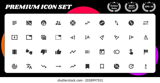 Action premium vector icon set for website and mobile device interface