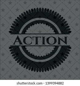 Action realistic dark emblem. Vector Illustration. Detailed.