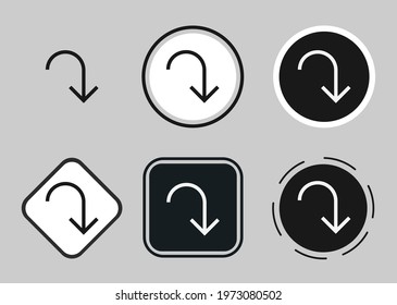 action redo icon set. Collection of high quality black outline logo for web site design and mobile dark mode apps. Vector illustration on a white background	