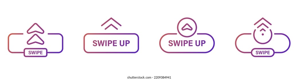 Action Scroll Gradient Pictogram. Slide Drag Button Line Icon. Swipe Up Button for Interface of Social Media App Outline Icon. Swipe Up Button Arrow Orange Mockup. Isolated Vector Illustration.
