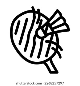action shuttlecock racket line icon vector. action shuttlecock racket sign. isolated contour symbol black illustration