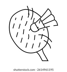 action shuttlecock racket line icon vector. action shuttlecock racket sign. isolated contour symbol black illustration