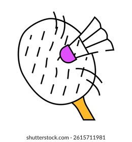 action shuttlecock racket line icon vector. action shuttlecock racket sign. isolated symbol illustration