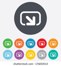 Action sign icon. Share symbol. Round colourful 11 buttons. Vector