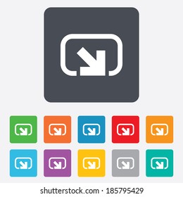 Action sign icon. Share symbol. Rounded squares 11 buttons. Vector