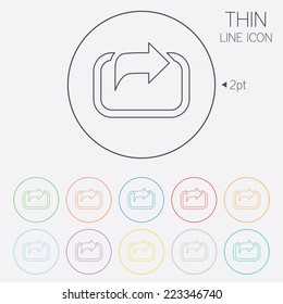 Action sign icon. Share symbol. Thin line circle web icons with outline. Vector