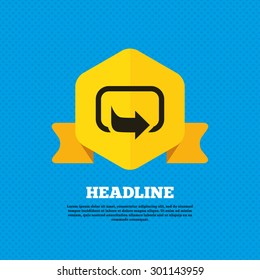 Action sign icon. Share symbol. Yellow label tag. Circles seamless pattern on back. Vector
