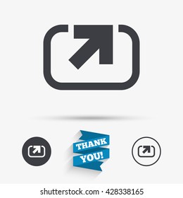 Action sign icon. Share symbol. Flat icons. Buttons with icons. Thank you ribbon. Vector