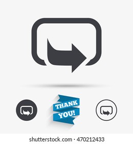 Action sign icon. Share symbol. Flat icons. Buttons with icons. Thank you ribbon. Vector