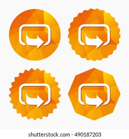 Action sign icon. Share symbol. Triangular low poly buttons with flat icon. Vector