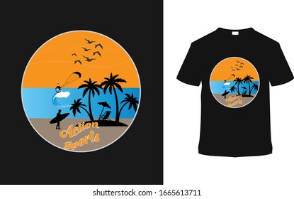 Action Sports Beach t shirt design, apparel, vector, vintage.