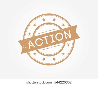 action. stamp sign brown