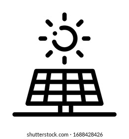 acción del sol en el vector de icono de la batería. acción del sol en el signo de la batería. ilustración de símbolo de contorno aislado