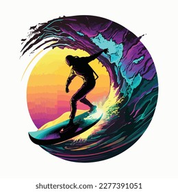 Actionsurfsynthwave Cyber Punk Silhouette
