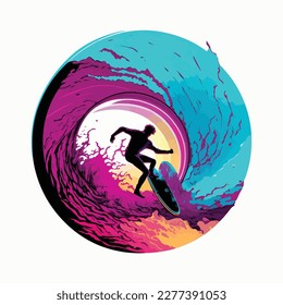 action surfing synthwave cyber punk silhouette