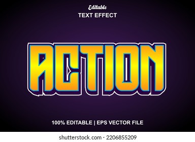 Action Text Effect With 3d Style And Editable.