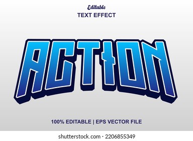 Action Text Effect With 3d Style And Editable.