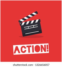 Action Typography with Clapperboard Vector Illustration