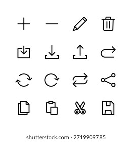 Conjunto de iconos de esquema de interfaz de usuario de acción para Botones e interfaz de usuario