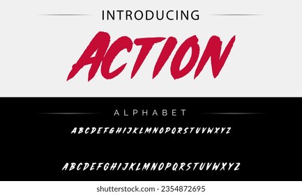 Action vector brush style font, alphabet, typeface