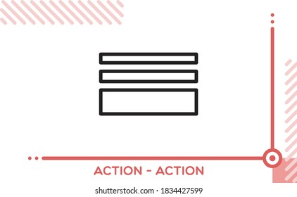 Medio de lista de iconos del vector de acción