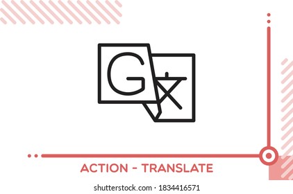 Lenguaje de conversión de icono de vector de acción