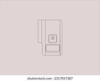 Action video camera in waterproof box. Gear for filming extreme sports. Realistic vector image isolated on white background.