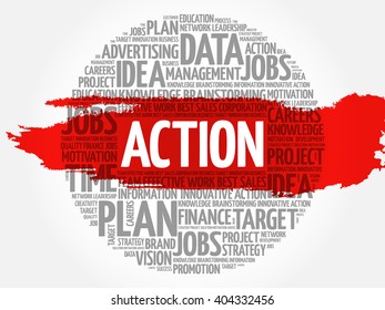 ACTION word cloud, business concept