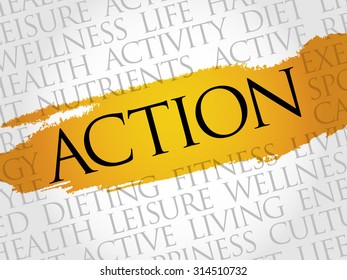 Action word cloud, health concept