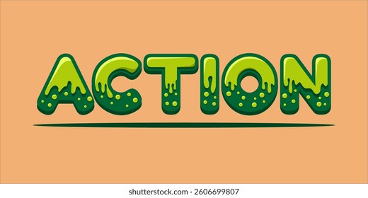 Action is the word on the image. The word is modern typography. The word is written in a bold font