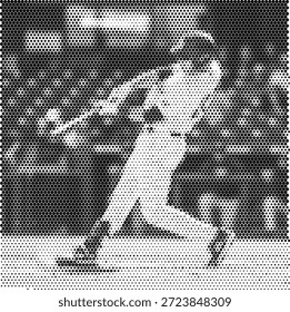 Action-oriented illustration of a baseball batter in mid-swing at the plate. This design captures the focus and energy of America's favorite pastime. Perfect for baseball league logos, sports team merchandise, batting cage signage, and tournament flyers. Ideal for athletic brands and sports news publications. Scalable vector graphic suitable for uniforms and large stadium banners.