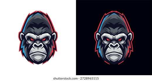 Action-Packed Graphic, Gorilla Icon, Versatile Design, Digital Artwork, Bold Environment, Front View, Animal Concept