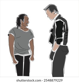 Una ilustración llena de acción que representa una dramática escena de lucha entre un oficial de policía SWAT y un criminal. El oficial SWAT, vestido con equipo táctico y sosteniendo un arma, participa en un intenso combate 