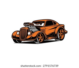 Action-Packed Vintage Car Showdown, Custom Hot Rod, Urban Garage, Digital Illustration, Vibrant Colors, Dynamic Perspective, Automotive Culture