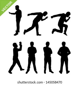 Actions of Business man silhouettes vector