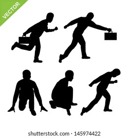 Actions of Business man silhouettes vector
