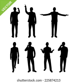 Actions of Business man silhouettes vector