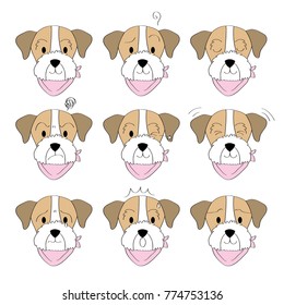 Actions cartoon cute Long Jack Russell Terrier dog vector.