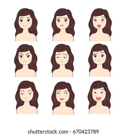 Actions face woman vector.