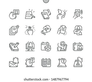 Actions and reminders Well-crafted Pixel Perfect Vector Thin Line Icons 30 2x Grid for Web Graphics and Apps. Simple Minimal Pictogram