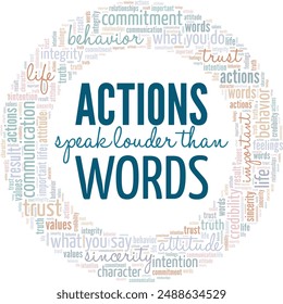 Actions Speak Louder Than Words word cloud conceptual design isolated on white background.