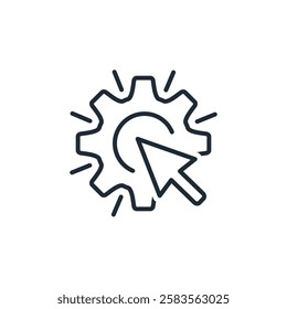 Activate the process.  Improvement execution and optimization management. Vector linear icon illustration. isolated on white background.