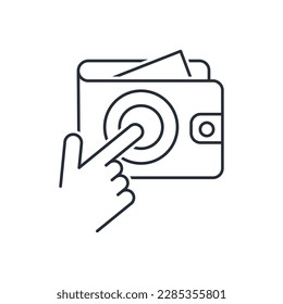 Activate wallet, money. Unlock finance.Vector linear icon isolated on white background.