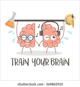 activate your brain poster. left and right brain illustration