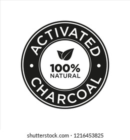 Activated Charcoal Icon. 100% Natural.