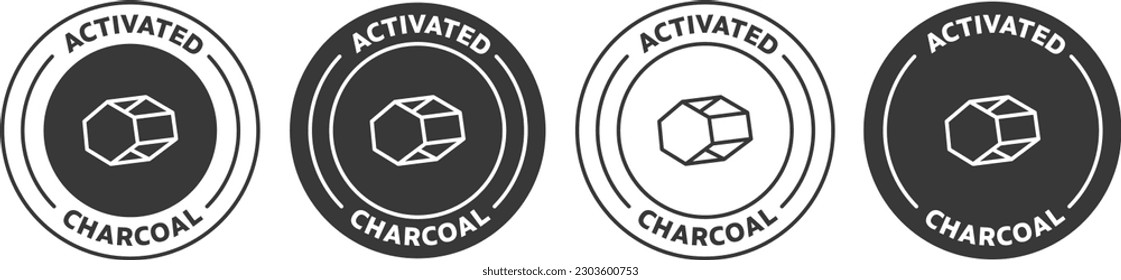 Activated Charcoal icon set in four variations on white background