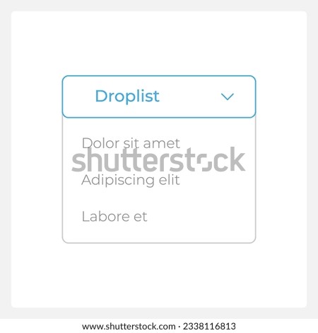 Activated droplist UI element template. Editable isolated vector dashboard component. Flat user interface. Visual data presentation. Web design widget for mobile application with light theme