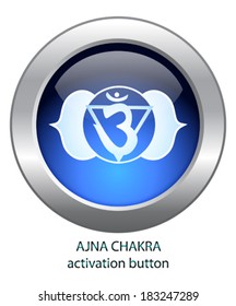 Activation button of Ajna chakra vector