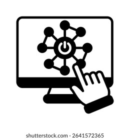 Activation glyph icon, use for machine learning, education, technology industry, UI, UX kit, app and web development, digital or print.